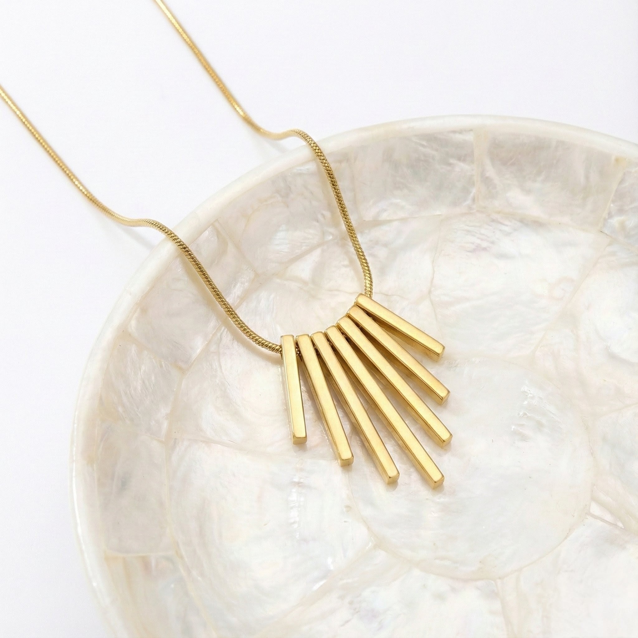 Golden Geometric Fringe Necklace